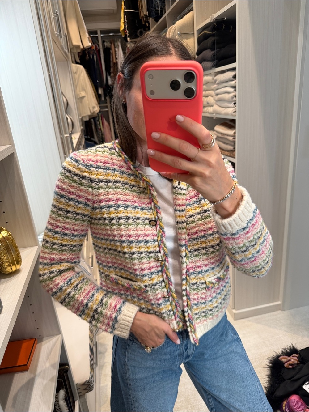 ba&sh Multicolor Striped Knit Tweed Jacket - Picture 1 of 4